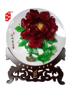 实心盘釉上彩风动花牡丹瓷13