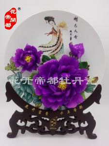手工彩绘釉上彩牡丹瓷盘4