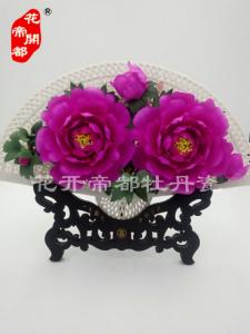 手工编织扇形牡丹瓷